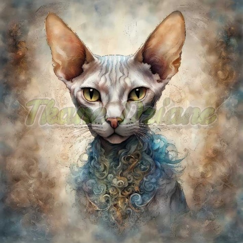 PANEL DRUKOWANY AKWARELOWY KOT - SPHINX NR 4