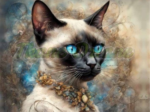 PANEL DRUKOWANY AKWARELOWY KOT - SYJAMSKI NR 6