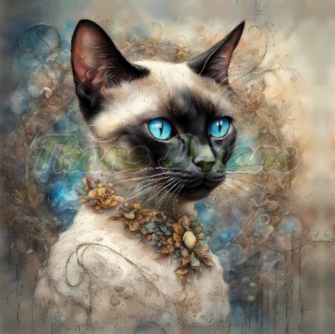 PANEL DRUKOWANY AKWARELOWY KOT - SYJAMSKI NR 6