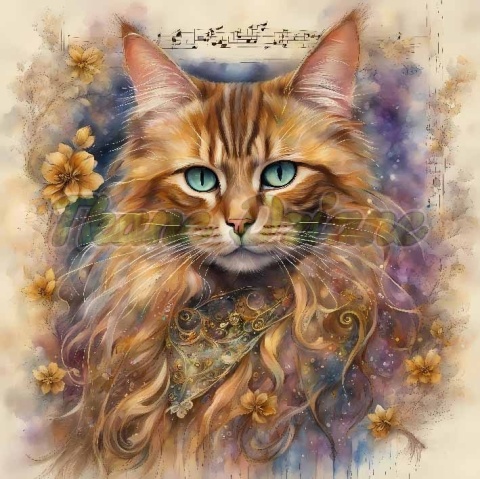 PANEL DRUKOWANY AKWARELOWY KOT - SOMALIJSKI NR 5