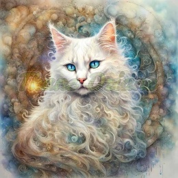 PANEL DRUKOWANY AKWARELOWY KOT - ANGORA NR 1