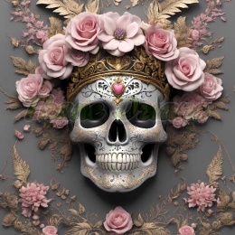 PANEL DRUKOWANY CZASZKA Z RÓŻOWYMI KWIATAMI NR 2