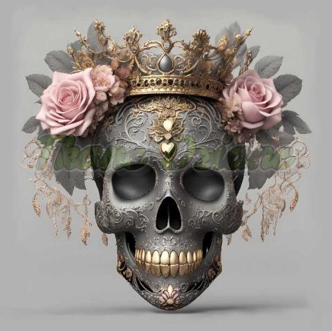 PANEL DRUKOWANY CZASZKA Z RÓŻOWYMI KWIATAMI NR 3