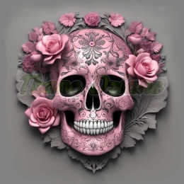 PANEL DRUKOWANY CZASZKA Z RÓŻOWYMI KWIATAMI NR 5