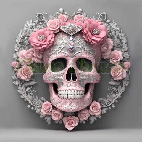 PANEL DRUKOWANY CZASZKA Z RÓŻOWYMI KWIATAMI NR 6