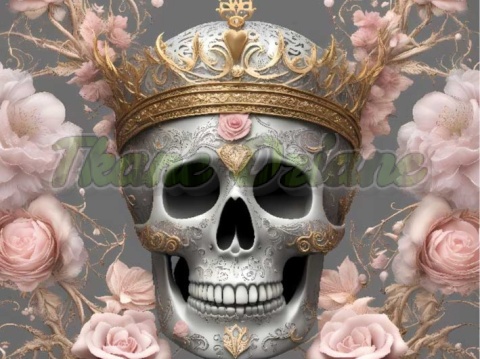 PANEL DRUKOWANY CZASZKA Z RÓŻOWYMI KWIATAMI NR 7