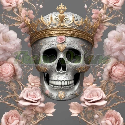 PANEL DRUKOWANY CZASZKA Z RÓŻOWYMI KWIATAMI NR 7