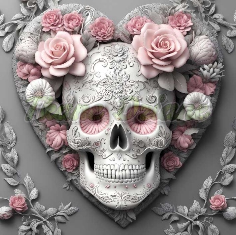 PANEL DRUKOWANY CZASZKA Z RÓŻOWYMI KWIATAMI NR 9