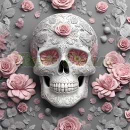 PANEL DRUKOWANY CZASZKA Z RÓŻOWYMI KWIATAMI NR 10