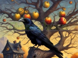 PANEL DRUKOWANY KRUK NA JABŁONI NR 10