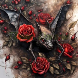 PANEL DRUKOWANY NIETOPERZ Z RÓŻAMI NR 3