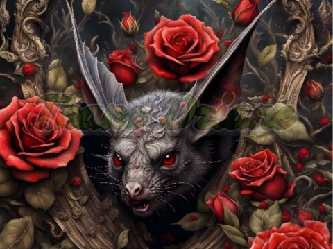 PANEL DRUKOWANY NIETOPERZ W RÓŻACH NR 5