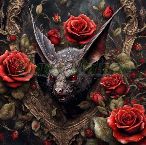 PANEL DRUKOWANY NIETOPERZ W RÓŻACH NR 5