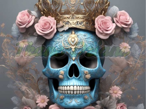 PANEL DRUKOWANY CZASZKA Z RÓŻOWYMI KWIATAMI NR 1