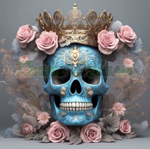 PANEL DRUKOWANY CZASZKA Z RÓŻOWYMI KWIATAMI NR 1