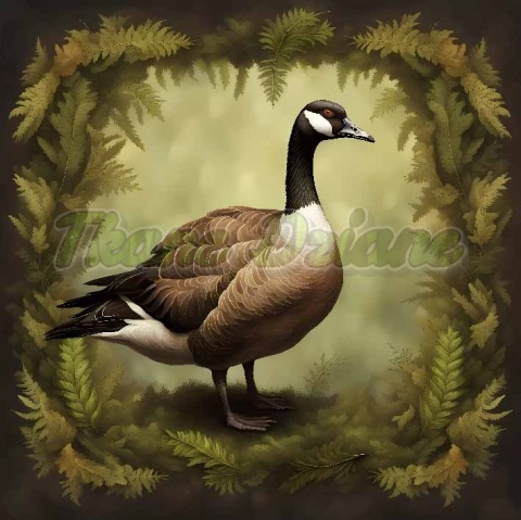 PANEL DRUKOWANY Z MCHU I PAPROCI- GĘŚ