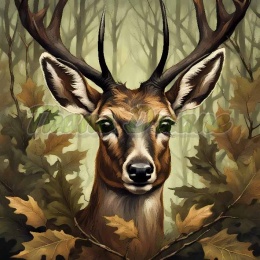 PANEL DRUKOWANY Z MCHU I PAPROCI- JELEŃ