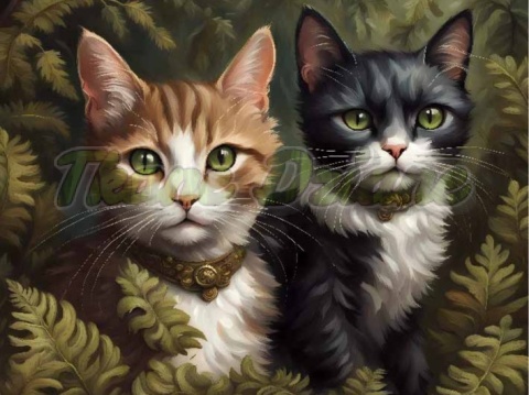 PANEL DRUKOWANY Z MCHU I PAPROCI- KOTY