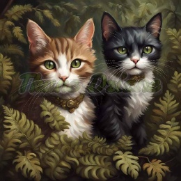 PANEL DRUKOWANY Z MCHU I PAPROCI- KOTY