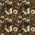 TKANINA DRUKOWANA MOTYLE I KWIATY NR 1