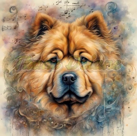PANEL DRUKOWANY AKWARELOWE PSY -CHOW CHOW NR 73