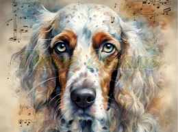 PANEL DRUKOWANY AKWARELOWE PSY -SETER ANGIELSKI NR 74