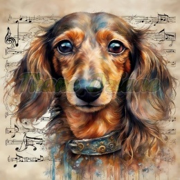 PANEL DRUKOWANY AKWARELOWE PSY -JAMNIK DŁUGOWŁOSY NR 87