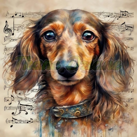 PANEL DRUKOWANY AKWARELOWE PSY -JAMNIK DŁUGOWŁOSY NR 87