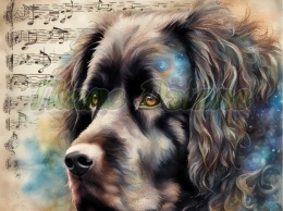 PANEL DRUKOWANY AKWARELOWE PSY -NOWOFUNDLAND NR 85