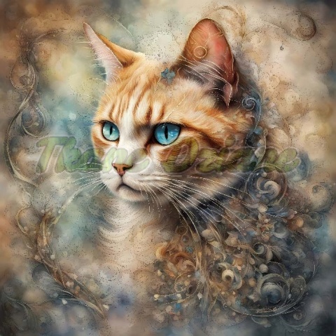 PANEL DRUKOWANY AKWARELOWY KOT - KOT RUDY NR 18