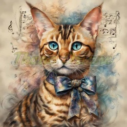 PANEL DRUKOWANY AKWARELOWY KOT - KOT BENGALSKI NR 16