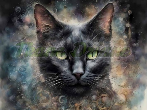 PANEL DRUKOWANY AKWARELOWY KOT - KOT CZARNY NR 19