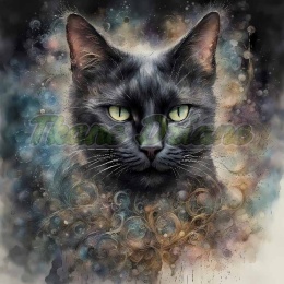 PANEL DRUKOWANY AKWARELOWY KOT - KOT CZARNY NR 19