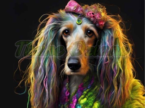 PANEL DRUKOWANY PIES Z KOLOROWYMI WŁOSAMI - CHART AFGAŃSKI NR 5