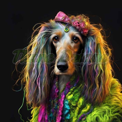 PANEL DRUKOWANY PIES Z KOLOROWYMI WŁOSAMI - CHART AFGAŃSKI NR 5