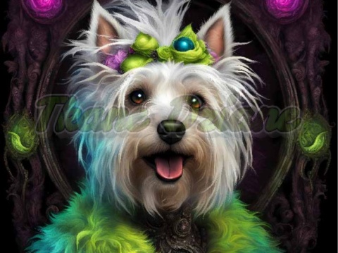 PANEL DRUKOWANY PIES Z KOLOROWYMI WŁOSAMI - WEST HIGHLAND TERRIER NR 9