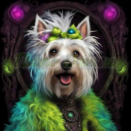 PANEL DRUKOWANY PIES Z KOLOROWYMI WŁOSAMI - WEST HIGHLAND TERRIER NR 9