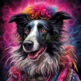 PANEL DRUKOWANY PIES Z KOLOROWYMI WŁOSAMI -BORDER COLLIE NR 4