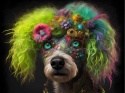 PANEL DRUKOWANY PIES Z KOLOROWYMI WŁOSAMI - PUDEL NR 7