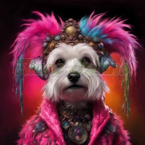 PANEL DRUKOWANY PIES Z KOLOROWYMI WŁOSAMI -MALTAŃCZYK NR 2