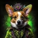 PANEL DRUKOWANY PIES Z KOLOROWYMI WŁOSAMI -CORGI NR 3