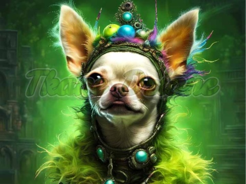 PANEL DRUKOWANY PIES Z KOLOROWYMI WŁOSAMI - CHIHUAHUA NR 8