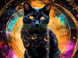 PANEL DRUKOWANY PROSTOKĄT CZARNY KOT