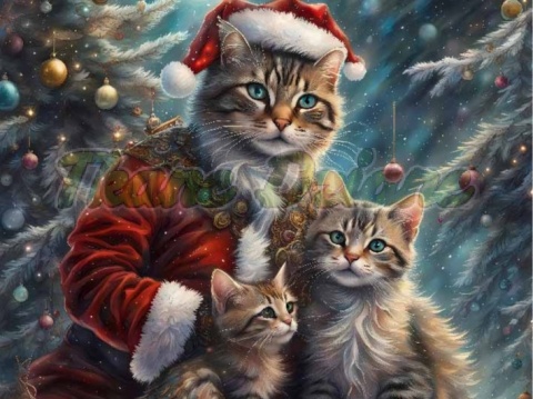 PANEL DRUKOWANY ŚWIĄTECZNE ZWIERZAKI- TRZY KOTY NR 19