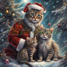 PANEL DRUKOWANY ŚWIĄTECZNE ZWIERZAKI- TRZY KOTY NR 19