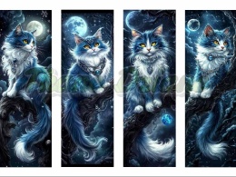 PANEL DRUKOWANY ZAKŁADKI DO KSIĄŻEK -KSIĘŻYCOWE KOTY