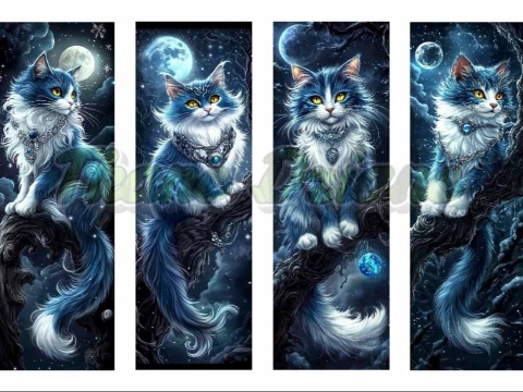 PANEL DRUKOWANY ZAKŁADKI DO KSIĄŻEK -KSIĘŻYCOWE KOTY