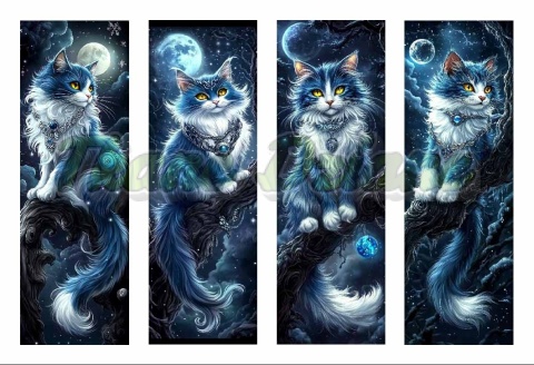 PANEL DRUKOWANY ZAKŁADKI DO KSIĄŻEK -KSIĘŻYCOWE KOTY