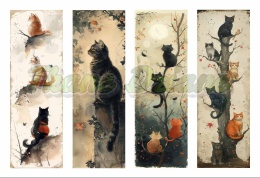 PANEL DRUKOWANY ZAKŁADKI DO KSIĄŻEK -CZARNE KOTY NA DRZEWIE