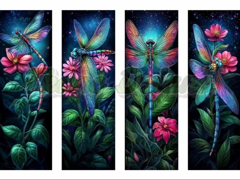 PANEL DRUKOWANY ZAKŁADKI DO KSIĄŻEK -WAŻKI MULTIKOLOR